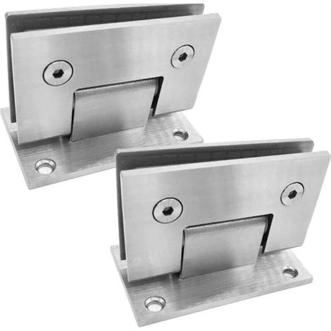 Rahmenloses Glastürscharnier aus Edelstahl 304, 90-Grad-Clip-On-Duschscharnier für Badezimmerglas, 2 Stück (1/4)