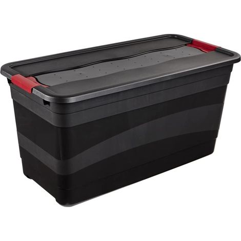 keeeper Transport Box with Lid, Extra Strong, Sliding Closure, 79.5x39.5x40 cm, 83 Litre, Eckhart, Graphite Grey (1/5)