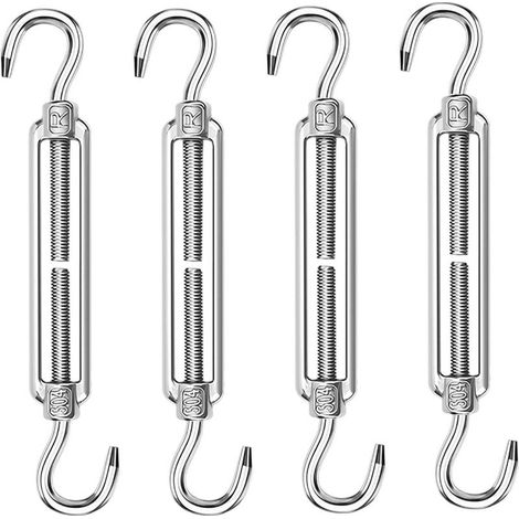 4 Edelstahl-304-M6-Seilspannschlösser, robuste, verstellbare Spannschlösser, Haken für Sonnensegel und Gartenzäune (1/5)