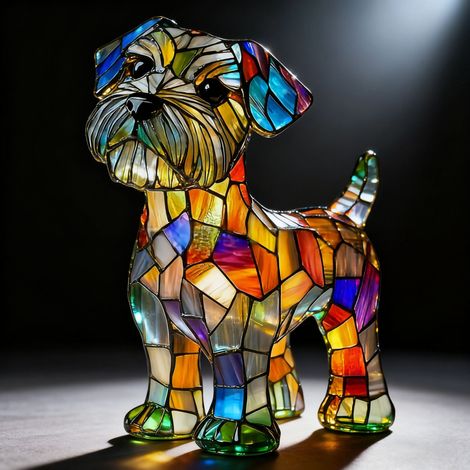 Bartschnauzer – Batteriebetriebene Tischlampe – Retro-Tischlampe – 3D-Tier-Nachtlicht – 17 cm – LED-3D-Lichtornament