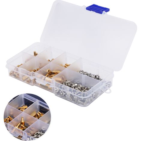 180 pièces Kit d'assemblage en laiton M3 : Vis à tête hexagonale, Écrous et Entretoises filetées pour bricolage (1/5)