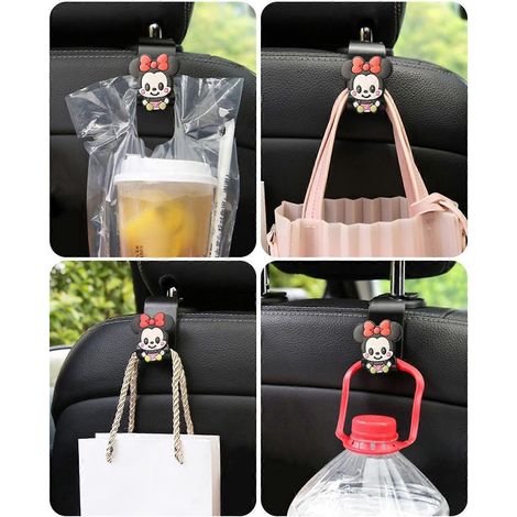 Porte-objet pour appui-tête de siège arrière auto : crochet multifonction pour sacs, bouteilles, sac à main, support téléphone. (1/4)