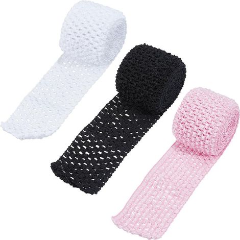 Bandeau Élastique au Crochet 6 m X 70mm 3 Couleurs Tissu Extensible au Crochet pour Cheveux Nœuds Accessoires Tutus Robes Emballage Cadeau Hauts Tubulaires Ceintures Artisanat (1/5)