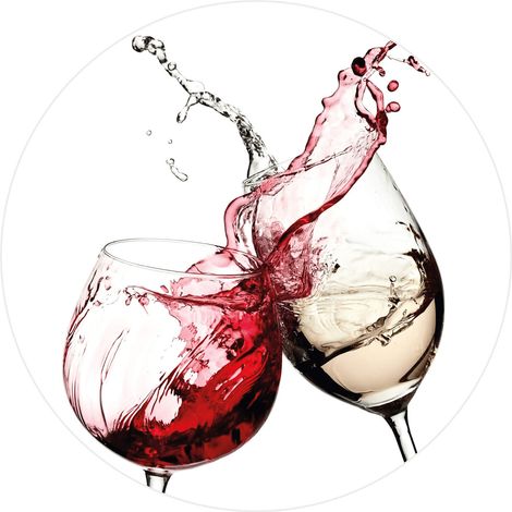 Papier peint panoramique moderne salle à manger | Tapisserie panoramique cuisine verres de vin | Papier peint panoramique rouge beige & blanc pour bar - 140 x 140 cm (3 pièces) (1/2)