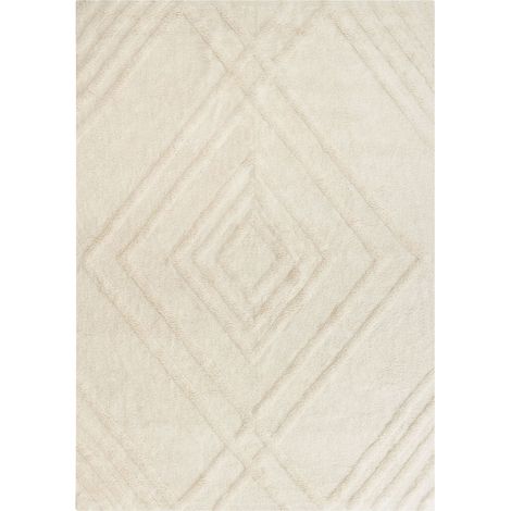 Kids Rug Light Beige Cotton 140 x 200 cm Machine-Washable with Geometric Pattern Rectangular Kids Room ZIRO (1/5)