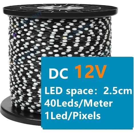 Bandes LED, RGBIC adressables, étanches, 2.5cm noir profond, 25 mètres, 12V 3PIN (1/2)