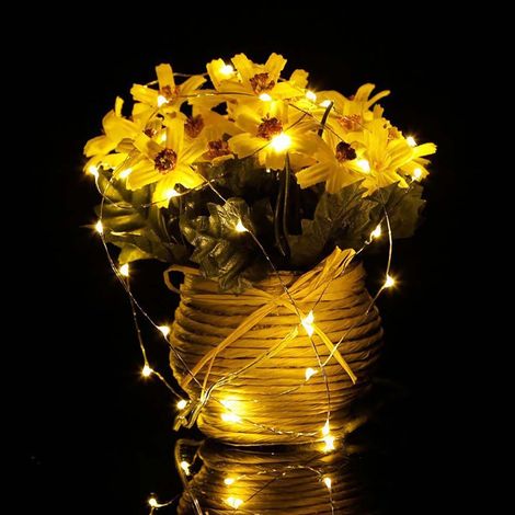 2 m lange Lichterkette mit 20 LEDs, batteriebetrieben, aus Kupferdraht, für Partys und Weihnachtsdekoration (1/5)