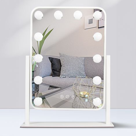 White Hollywood Vanity Makeup Mirror with 12 Bulbs (1/5)