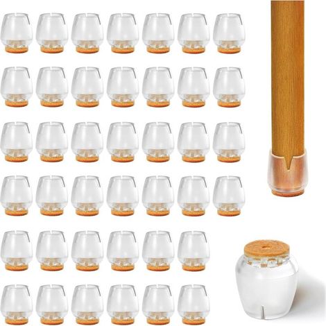 Lot de 40 bouchons pour chaises en silicone, embouts ronds en silicone, housses de jambes, bouchons de chaises rondes, bouchons de chaises rondes en silicone, adaptés aux jambes rondes de 12 à 16 mm (1/5)