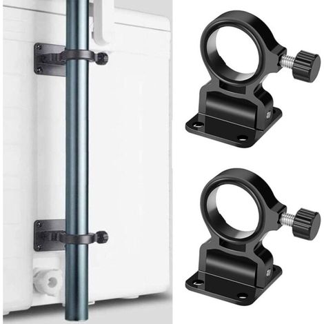 Lot de 2 supports de parasol pliables noir pour canne à pêche, support mural pour parapluie, plage, terrasse, cour, balcon, parc (1/5)