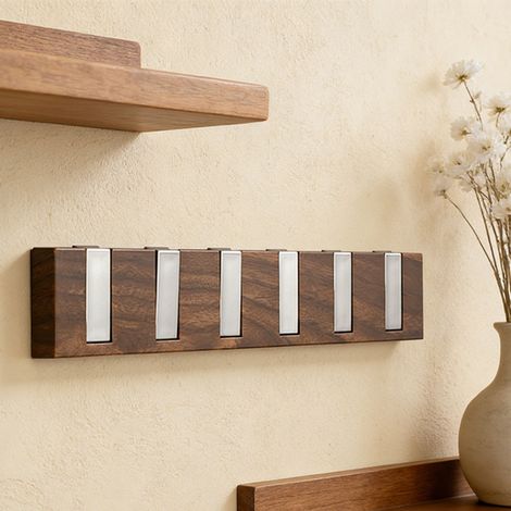 Porte-serviettes mural adhésif imitation bois, couleur noyer, pour porte-manteaux, porte-serviettes de porte, porte-manteaux, idéal pour chambre, couloir ou cuisine (1/5)
