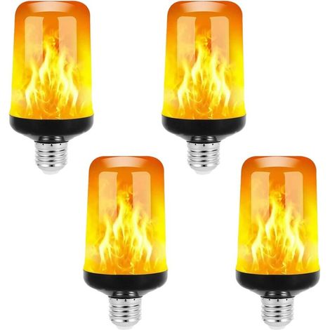 4er-Pack LED-Glühbirnen mit Flammeneffekt, flackernde Glühbirnen mit Flammeneffekt und Schwerkraftsensor für die Dekoration von Haus, Garten, Hochzeit und Party. MUMU (1/4)