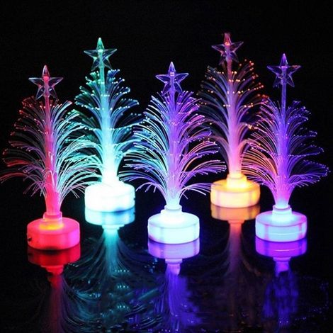 Lampadaire LED arbre de Noël fibre optique 7 couleurs changeantes lumière décorative de bureau cadeau de Noël (1/5)