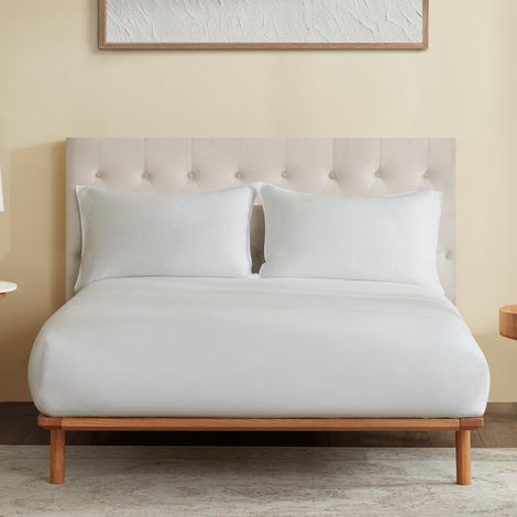 Drap-Housse 100% Lin, 180x200 cm, Profondeur de Poche 30 cm, Housse de Matelas élastique Ultra Respirante, Doux au Toucher, Blanc (1/5)