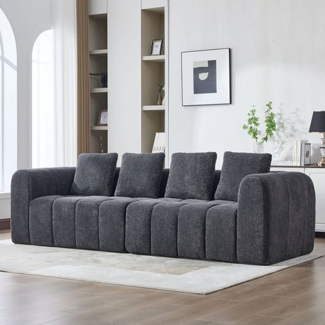Canapé modulaire d’angle en deux parties (gris foncé,260x94,5x80cm),mousse haute densité,sans assemblage,en velours avec accoudoirs,canapé bas (1/5)
