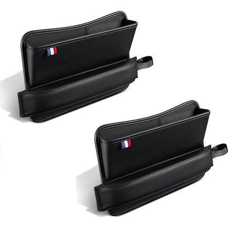 (2 pièces) Boîte de rangement latérale de console de voiture en cuir PU pour combler l'espace entre les sièges avant, pour téléphone portable, clés et pièces de monnaie, empêche les objets de tomber e (1/5)