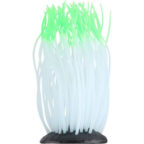 Simulation Silicone Lumineux Anémone de Mer Ornement Artificielle Coral Plante Écologique Simulation Anémone de Mer pour Aquarium Fish Tank(Vert)