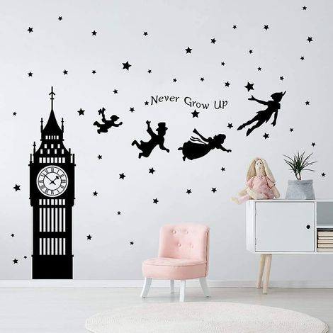 wall Stickers Decorative Sticker Big Ben Flying Fairy Wall Decoration Children's Room Baby Nursery Living Room (1/5)