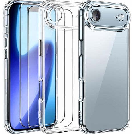 Coque pour iPhone 17 Air en silicone transparent avec verre trempé