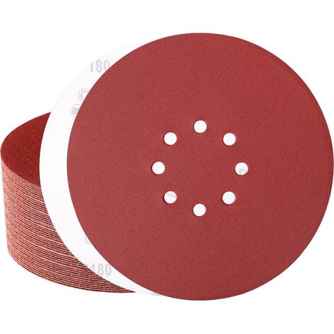 Disques abrasifs 225mm grain 180, 8 trous, auto-agrippants, lot de 50 (1/5)