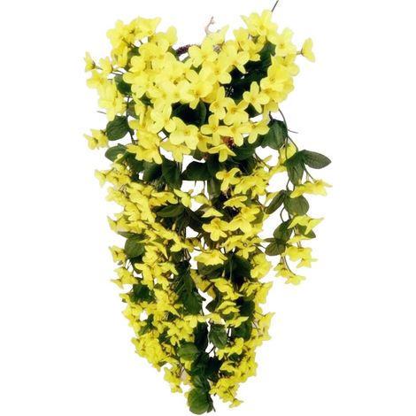 4 pétales à suspendre, fleurs artificielles, fleurs de glycine artificielles à suspendre pour mariage, décoration d'intérieur (jaune)