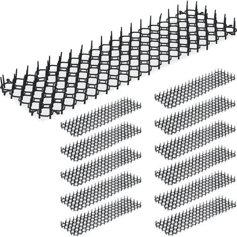 Relaxdays Grille stop chats, lot de 12, dissuader martres & animaux, protection plantes, plastique, picots, noir (1/5)