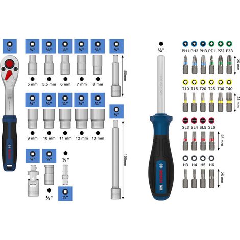 Bosch 1/4"-Ratschen-Set, 37-tlg.