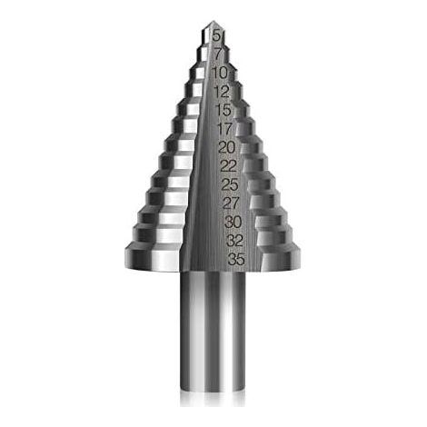 Professioneller Stufenbohrer, Audel Schälbohrerersatz Ø 5–35 mm 2 Schneidkanten Konischer Kegel HSS Silber - (1/5)