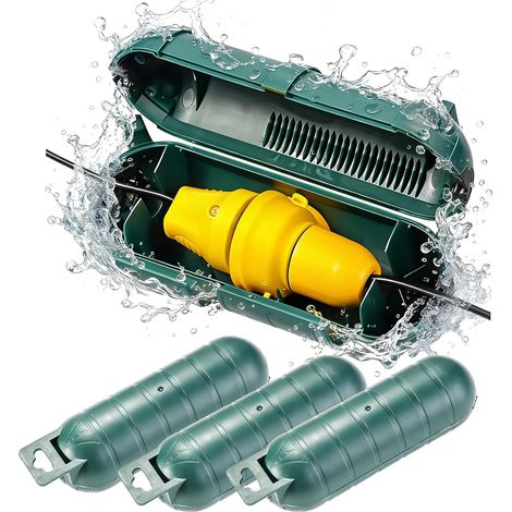 3-teiliges Verlängerungskabel-Schutzset für den Außenbereich – Wasserdichte Kabelverbinderbox – Elektrischer Sicherheitskasten – Außenstecker – Steckdosen – 3-teilig (1/5)