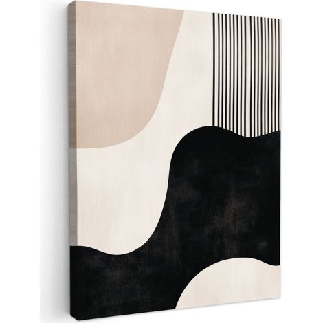 CUADRO EN LIENZO Abstracto - Japandi - Beige - Moderno Cuadros Decorativos 60x80 cm