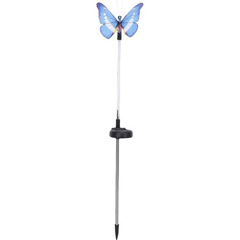 Lot de 2 lampes LED solaires gazon RGB couleurs changeantes extérieur ABS imperméable panneau solaire déco papillon éclairage paysager jardin terrasse pelouse allée (1/4)