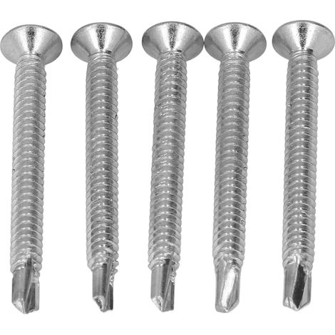 Packung mit 50 selbstbohrenden Schrauben aus verzinktem Kohlenstoffstahl, Senkkopf-Kreuzschlitz 4,8 x 50 mm für Reparaturen (1/5)