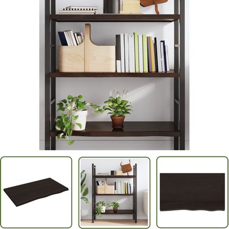 The Living Store Wandregal Dunkelbraun 100x60x(2-4)cm Massivholz Eiche Behandelt - Wandregal - Eichendielen - Wohnraum Dekoration - Möbel Für Kleines Apartment - Speicherplatz Schaffen (1/5)