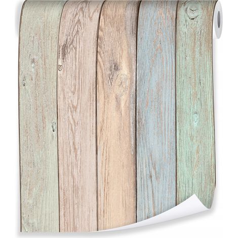 Papier peint vieilles planches bois 3D déco murale style rustique – rouleau 0,5 x 10 m intissé Wallarena