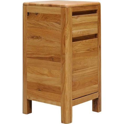 Table de chevet chêne massif avec tiroir et porte pour rangement 30cm JONAS (1/5)