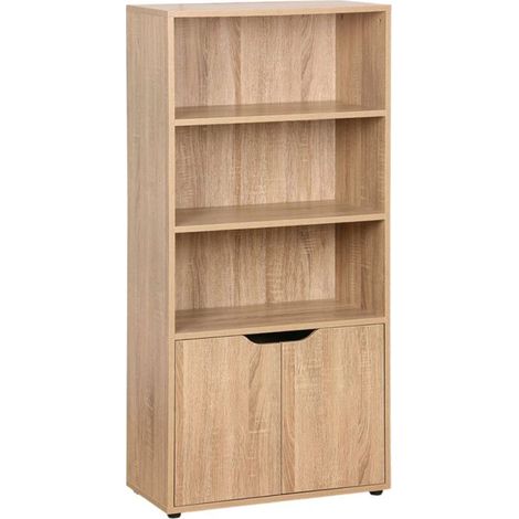 Estanterías - Estantería Thor Madera 4 Niveles con Puerta - Madera Natural