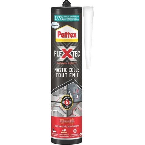 Pegamento para juntas internas y externas Pattex Flextec, polímero transparente, cartucho de 389 g PATTEX