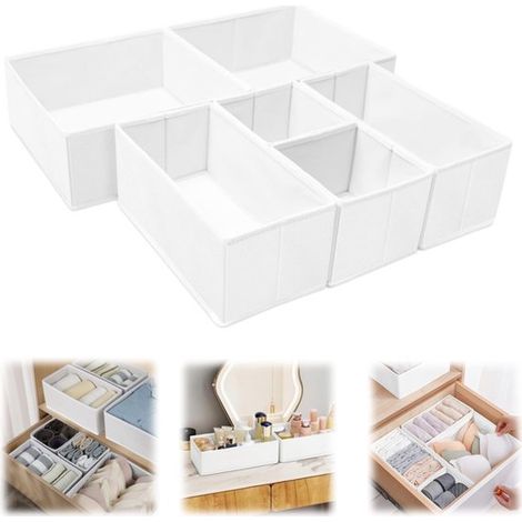 Panier de rangement en tissu Pour vêtements, chaussettes, fournitures de bureau, cosmétiques, livres (tailles variées blanc) (1/5)