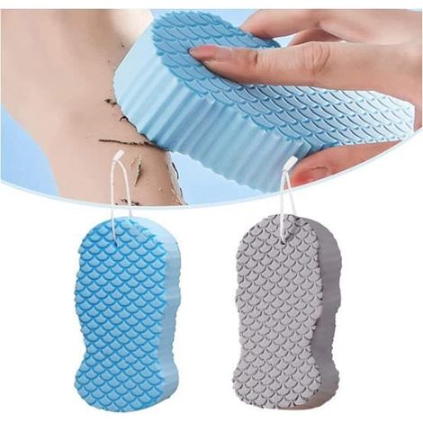 Éponge de Douche Exfoliante Ultra Douce pour Bébé - Brosse de Bain PVA pour Retrait de Peau Morte - Bleu (1/4)