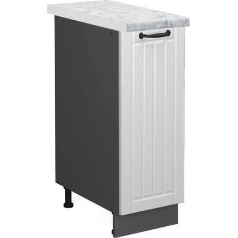 Armadio cucina dispensa alto Fame-Line, Bianco rustico, 30 cm , PL Marmo, Vicco