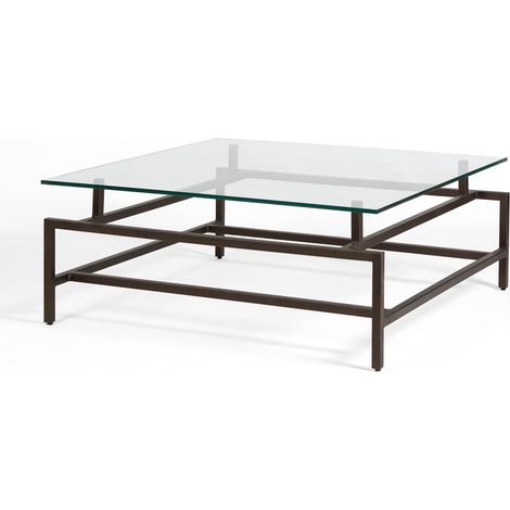 Mesa De Centro 107X107X42 Cristal/Metal Bronce (1/4)