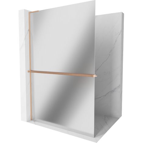 Mexen Kioto+ L paroi de douche avec étagère Walk-in 80 x 200 cm, miroir, laiton brossé - 800-080-123-65-50 (1/5)