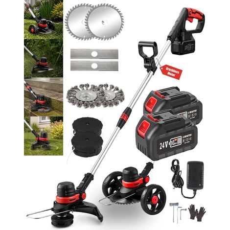Coupe Bordure sans Fil avec Batterie pour Débroussailleuse Batterie BRUSHLESS, 30CM COUPE, 2x 4.0Ah Batterie Lithium Debroussailleuse Electrique Sans Fil, 4 en 1 Lame Debroussailleuse Ronce (1/5)