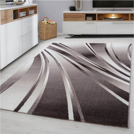 Tapis courbe moderne pour salon rectangle Jursic Marron 200x290