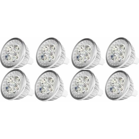 Ampoule LED MR16 4Watt Ampoule spot LED 12V 4W culot MR16 GU5.3, utilisée pour l'éclairage paysager, équivalent à une lampe halogène de 50 watts, blanc froid, 8 packs (1/5)