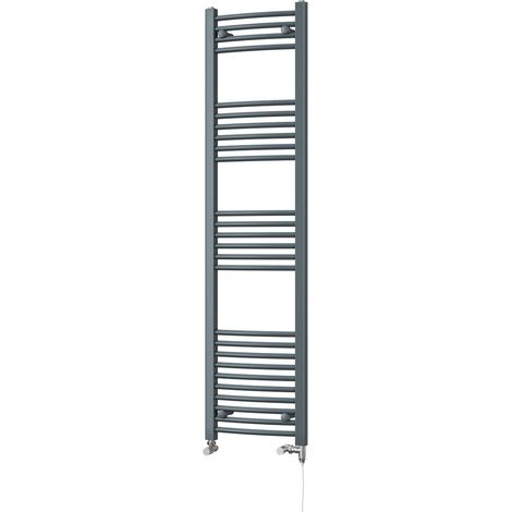 Zennor - Anthracite Dual Fuel Towel Rail H1600mm x W400mm Standard - Curved (1/3)