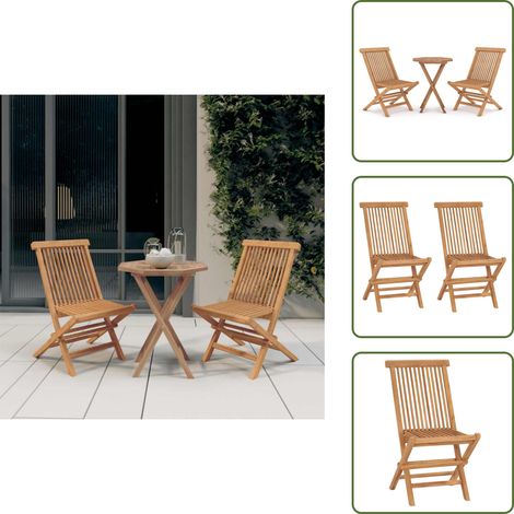 3-tlg. Garten-Essgruppe Massivholz Teak - Gartenmöbel - Essgruppe - Terrassentisch - Gartentisch - Holzmöbel (1/5)