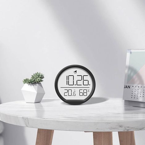 Horloge murale avec thermomètre et hygromètre, silencieuse, sans tic-tac, indiquant la température et l'humidité extérieures, pour l'intérieur et l'extérieur, pour le jardin, la chambre, le salon, le (1/4)