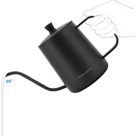 Cafetière à col de cygne 600 ml en acier inoxydable 304 avec bouilloire goutte à goutte à longue bouche étroite (1/5)