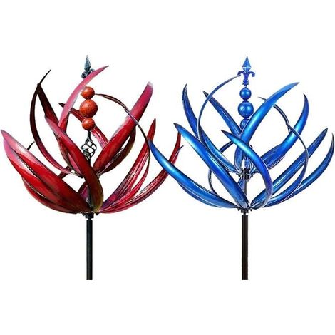Moulin à vent - Non spécifié - Rouge et bleu - Métal - Antirouille - Décoration de jardin (1/5)